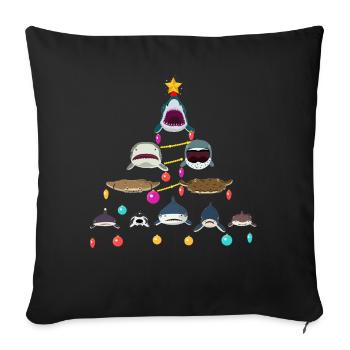 Requin, Requins, Arbre de Noël Shakr - Housse de coussin décorative 45 x 45 cm - noir - Devant