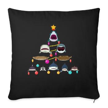 Requin, Requins, Arbre de Noël Shakr - Housse de coussin décorative 45 x 45 cm - noir - Devant