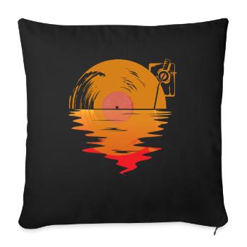 Vinyl Record Sunrise, Audiophiles - Sofa pillowcase 17,3'' x 17,3'' (45 x 45 cm) - black - Front