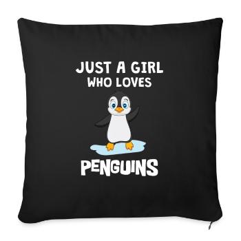 Penguins Only A Girl Who Loves Penguins - Sofa pillowcase 17,3'' x 17,3'' (45 x 45 cm) - black - Front