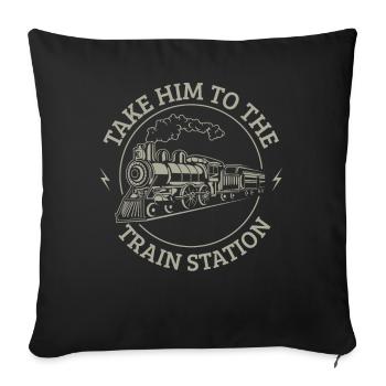 Take it to the train station - Sofa pillowcase 17,3'' x 17,3'' (45 x 45 cm) - black - Front