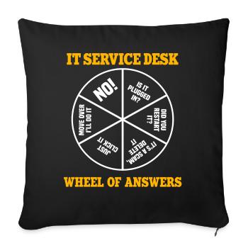 IT Service Desk Wheel of Answers - Sofa pillowcase 17,3'' x 17,3'' (45 x 45 cm) - black - Front
