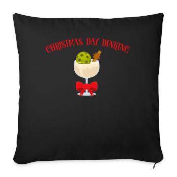 Jour Dinking Eggnog Glass Pickleball Noël - Housse de coussin décorative 45 x 45 cm - noir - Devant