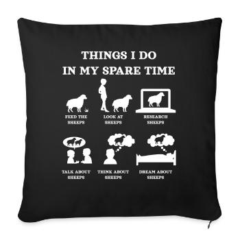 Sheep, sheep lovers, sheep - Sofa pillowcase 17,3'' x 17,3'' (45 x 45 cm) - black - Front
