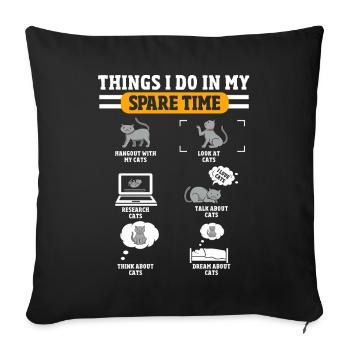 Funny cat owner, cats - Sofa pillowcase 17,3'' x 17,3'' (45 x 45 cm) - black - Front