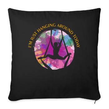 Aerialist traînant autour du yoga aérien Aerial Silk - Housse de coussin décorative 45 x 45 cm - noir - Devant