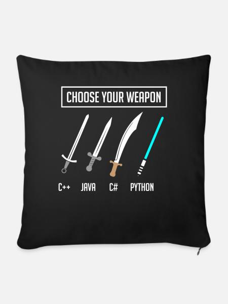 Python-Programmierung, Programmierer Python-Code - Sofakissenbezug 45 x 45 cm - Schwarz