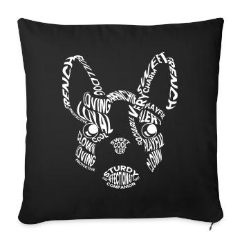 Français Bulldog, Bulldog, Doglover - Housse de coussin décorative 45 x 45 cm - noir - Devant