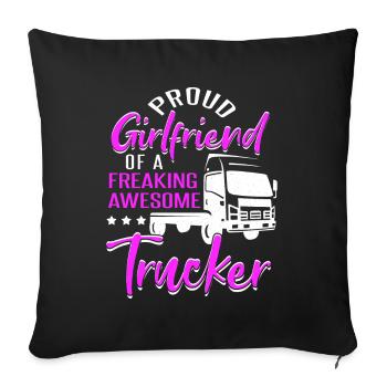 Trucker Truck Driver Truck Driver Girlfriend - Sofa pillowcase 17,3'' x 17,3'' (45 x 45 cm) - black - Front