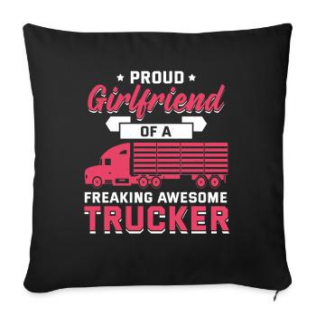 Trucker Truck Driver Truck Driver Girlfriend - Sofa pillowcase 17,3'' x 17,3'' (45 x 45 cm) - black - Front