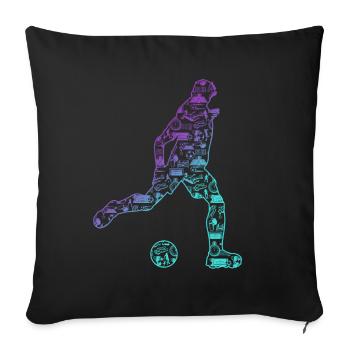 Football, Footballer, Football child - Sofa pillowcase 17,3'' x 17,3'' (45 x 45 cm) - black - Front
