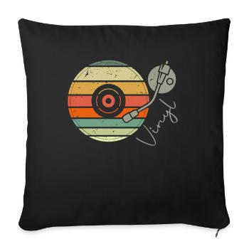 Vinyle Retro - Disque LP - Housse de coussin décorative 45 x 45 cm - noir - Devant