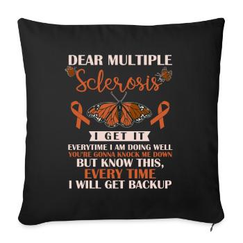 Multiple Sklerosebewusstsein, MS - Sofakissenbezug 45 x 45 cm - Schwarz - Vorne