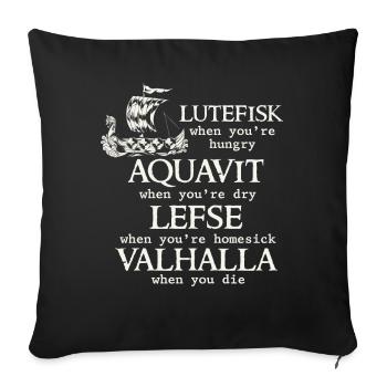 Scandinavian Poe, Viking, Lutefisk - Sofa pillowcase 17,3'' x 17,3'' (45 x 45 cm) - black - Front