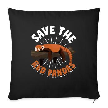 Panda roux Panda Ours - Housse de coussin décorative 45 x 45 cm - noir - Devant