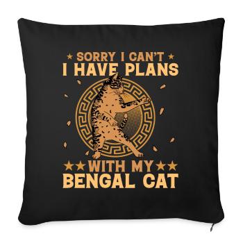 Désolé, je ne peux pas avoir de plans avec mon chat Bengal - Housse de coussin décorative 45 x 45 cm - noir - Devant