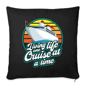 Cruise, ships, holidays on a ship - Sofa pillowcase 17,3'' x 17,3'' (45 x 45 cm) - black - Front