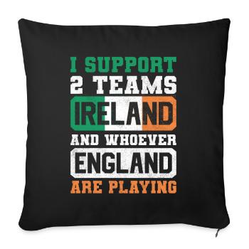 Irlande, Angleterre, Rugby - Housse de coussin décorative 45 x 45 cm - noir - Devant