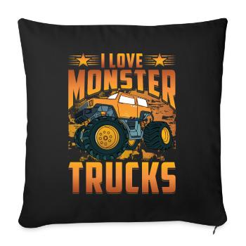 I love Monster Trucks - Sofa pillowcase 17,3'' x 17,3'' (45 x 45 cm) - black - Front