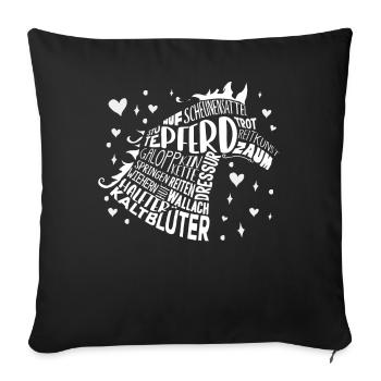 Pferd, Pferde, Reiterin, Reiten, Pferdenärrin - Sofakissenbezug 45 x 45 cm - Schwarz - Vorne