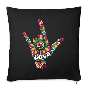 Langue des signes Asl. - Housse de coussin décorative 45 x 45 cm - noir - Devant