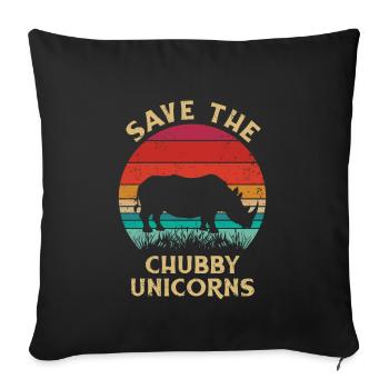 Funny Rhino Save The Chubby Unicorns - Sofa pillowcase 17,3'' x 17,3'' (45 x 45 cm) - black - Front