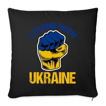 I Stand With Ukraine Flag Ukrainian - Sofa pillowcase 17,3'' x 17,3'' (45 x 45 cm) - black - Front