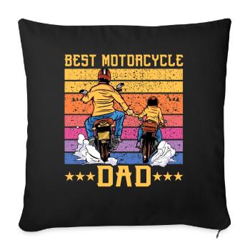Meilleur papa moto - Housse de coussin décorative 45 x 45 cm - noir - Devant