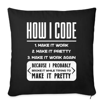 Programmierer, Code, Nerd, Programmierung - Sofakissenbezug 45 x 45 cm - Schwarz - Vorne