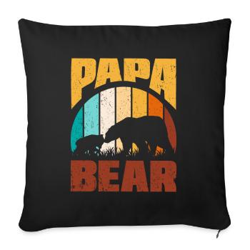 Bear Papa Fils Bébé Fille Fête des Pères - Housse de coussin décorative 45 x 45 cm - noir - Devant