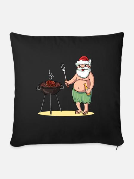 BBQ Weihnachtsmann Grill Christmas in July - Sofakissenbezug 45 x 45 cm - Schwarz