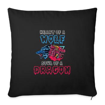 Heart of a wolf, soul of a dragon - Sofa pillowcase 17,3'' x 17,3'' (45 x 45 cm) - black - Front