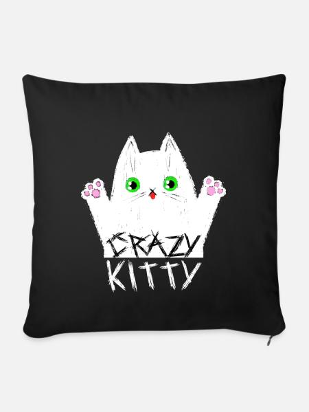 Crazy Kitty - Sofakissenbezug 45 x 45 cm - Schwarz