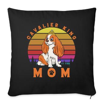 Cavalier King Maman - Housse de coussin décorative 45 x 45 cm - noir - Devant