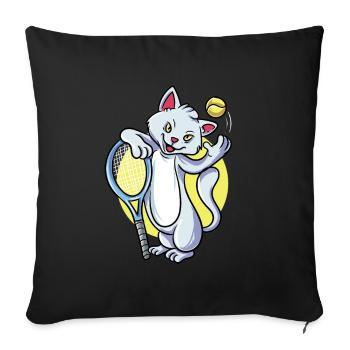 Tennis Cat - Sofa pillowcase 17,3'' x 17,3'' (45 x 45 cm) - black - Front