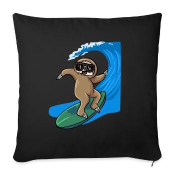Sloth Surfer Surfboard Surfboard - Sofa pillowcase 17,3'' x 17,3'' (45 x 45 cm) - black - Front