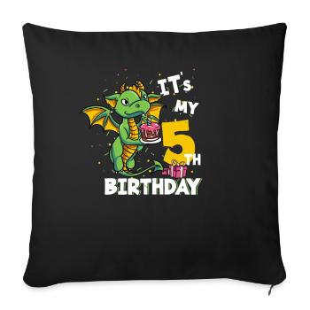 Dragon Vert 5ème Anniversaire - Housse de coussin décorative 45 x 45 cm - noir - Devant