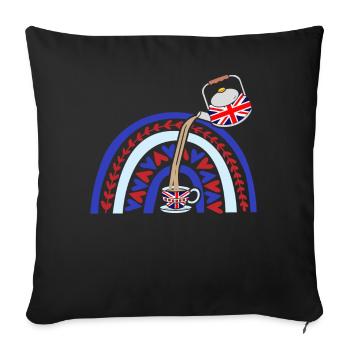 Union Jack Flag Mit Tee Tasse - Sofakissenbezug 45 x 45 cm - Schwarz - Vorne