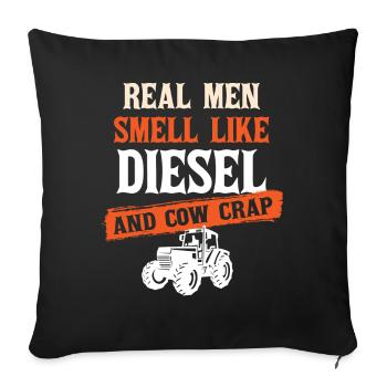 Les vrais hommes sentent le diesel et le fumier de vache - Housse de coussin décorative 45 x 45 cm - noir - Devant