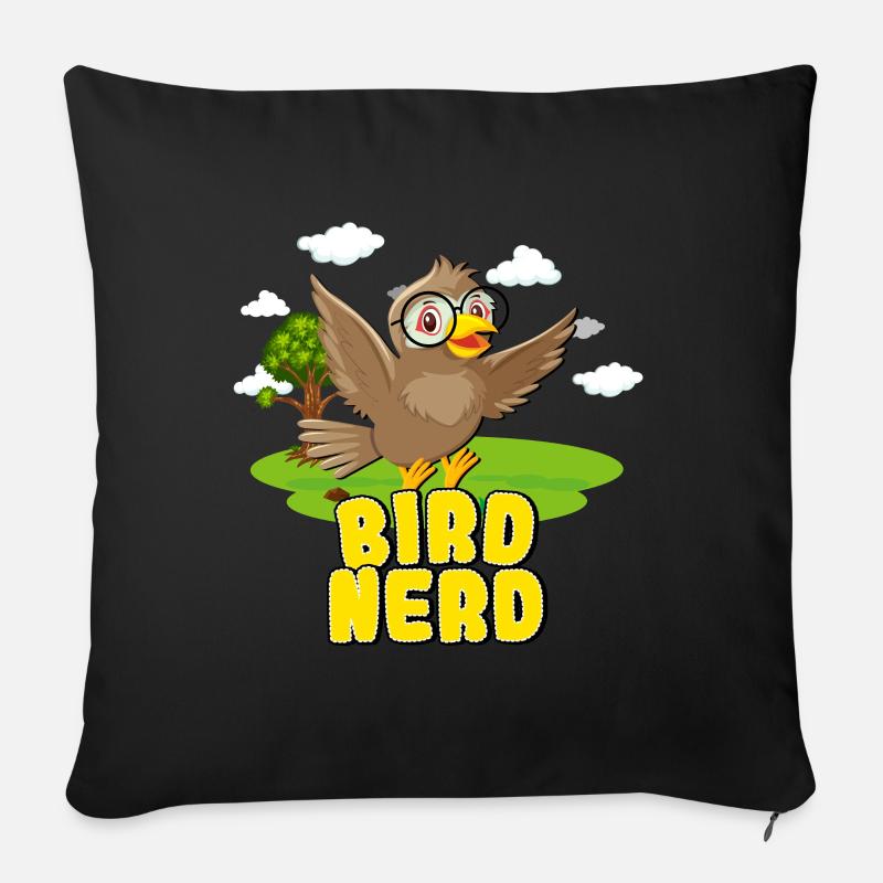 Bird Nerd Vogelbeobachtung - Sofakissenbezug 45 x 45 cm - Schwarz