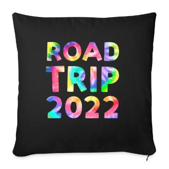 Road trip 2022 Voyage en voiture en famille - Housse de coussin décorative 45 x 45 cm - noir - Devant