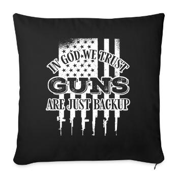 En Dieu, nous avons confiance, les armes ne sont que des sauvegardes - Housse de coussin décorative 45 x 45 cm - noir - Devant