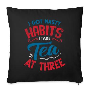 Amateurs de thé, buveurs de thé, thé, tea time - Housse de coussin décorative 45 x 45 cm - noir - Devant
