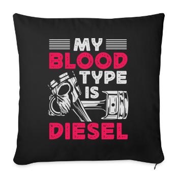 Mon groupe sanguin est diesel, chauffeur de camion - Housse de coussin décorative 45 x 45 cm - noir - Devant