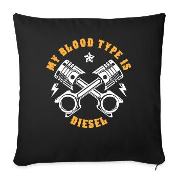 Mon groupe sanguin est diesel, chauffeur de camion - Housse de coussin décorative 45 x 45 cm - noir - Devant
