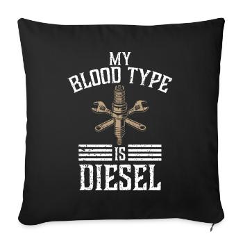 Mon groupe sanguin est diesel, chauffeur de camion - Housse de coussin décorative 45 x 45 cm - noir - Devant