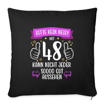 48 Geburtstag Mann Frau Lustig 48 Jahre - Sofakissenbezug 45 x 45 cm - Schwarz - Vorne