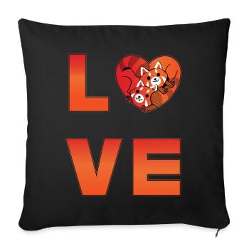 Cat Bear Little Panda Love - Sofa pillowcase 17,3'' x 17,3'' (45 x 45 cm) - black - Front