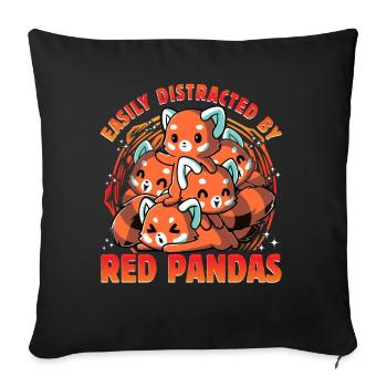 Facilement distrait par les pandas - Housse de coussin décorative 45 x 45 cm - noir - Devant