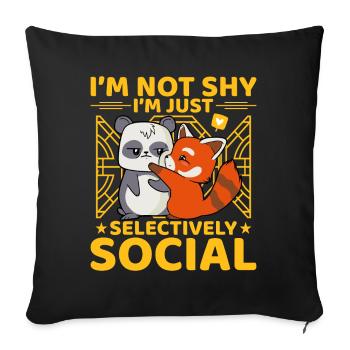 I'm not shy I'm just selevtively Social - Sofa pillowcase 17,3'' x 17,3'' (45 x 45 cm) - black - Front